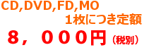 CD,DVD,MO,フロッピー等の復旧料金8,000円